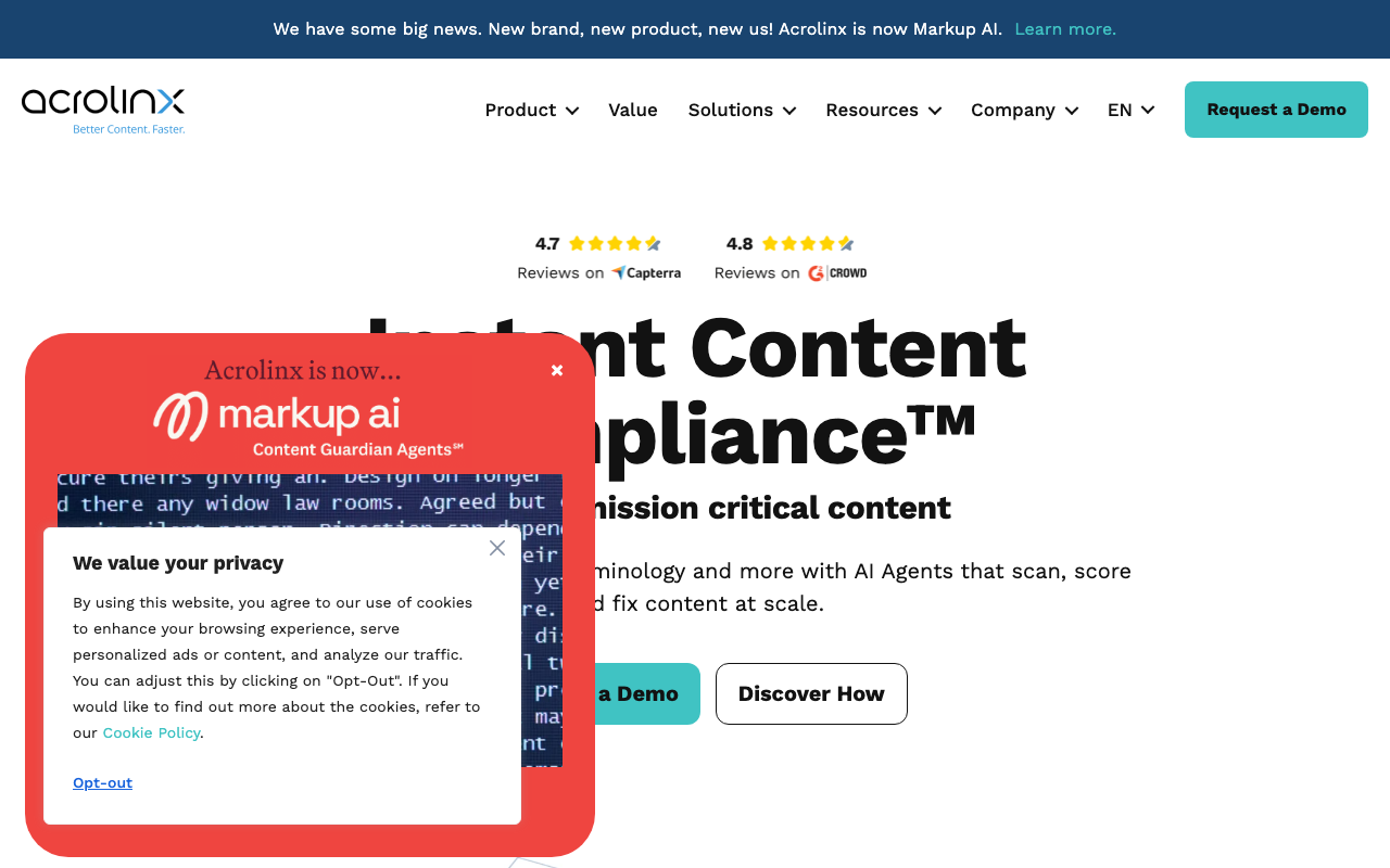 Acrolinx product screenshot
