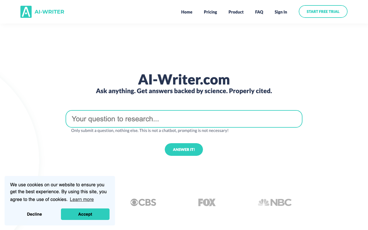 AI Writer product screenshot