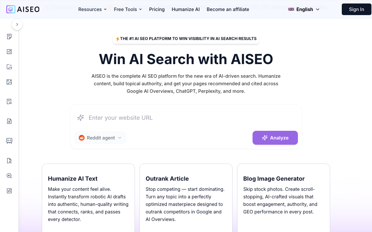 AISEO product screenshot