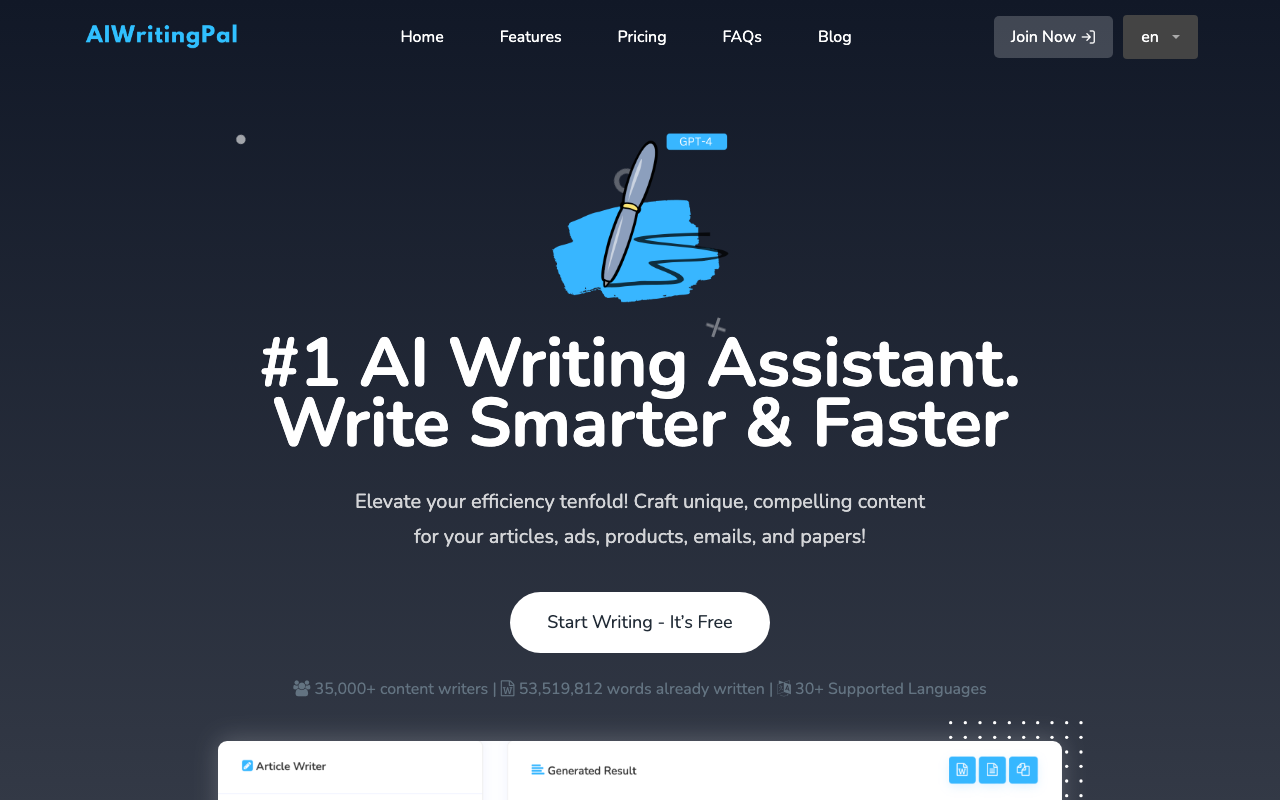 AIWritingPal product screenshot