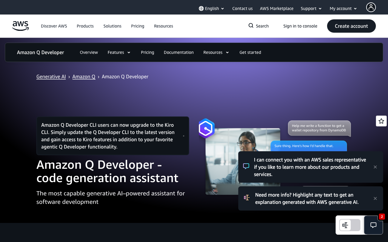 Amazon CodeWhisperer product screenshot