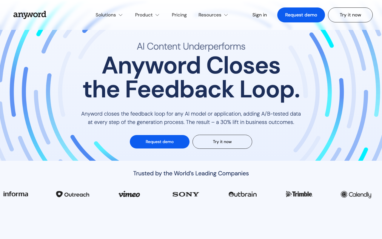 Anyword product screenshot