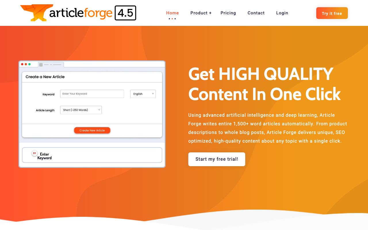 Article Forge product screenshot