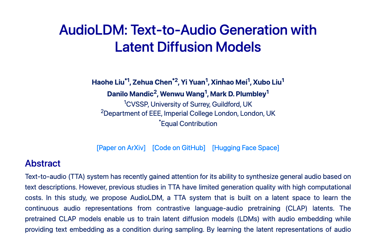 Audioldm Text To Audio Generation product screenshot