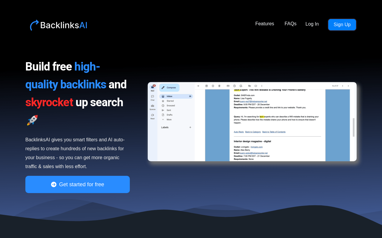 BacklinksAI product screenshot