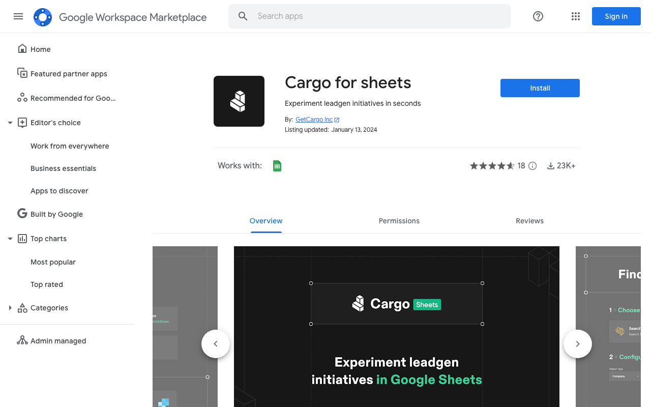 Cargo product screenshot