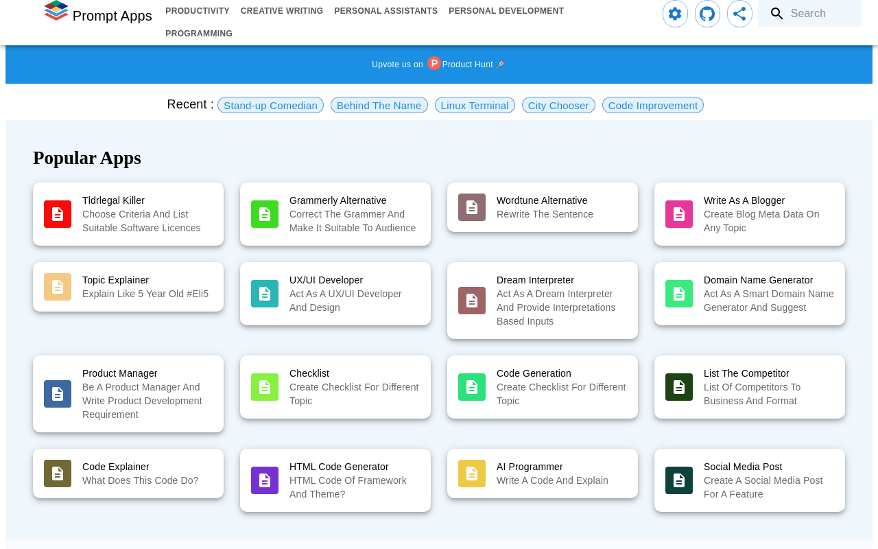 Chatgpt-prompt-apps.com product screenshot
