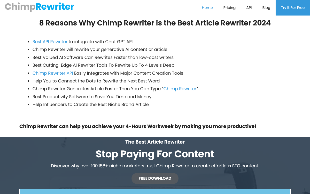 Chimp Rewriter product screenshot