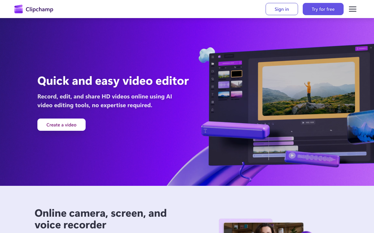 Clipchamp product screenshot