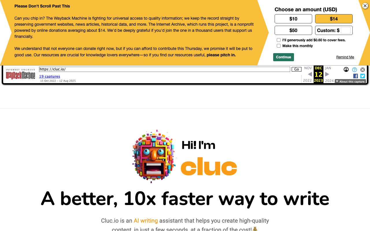 Cluc.io product screenshot