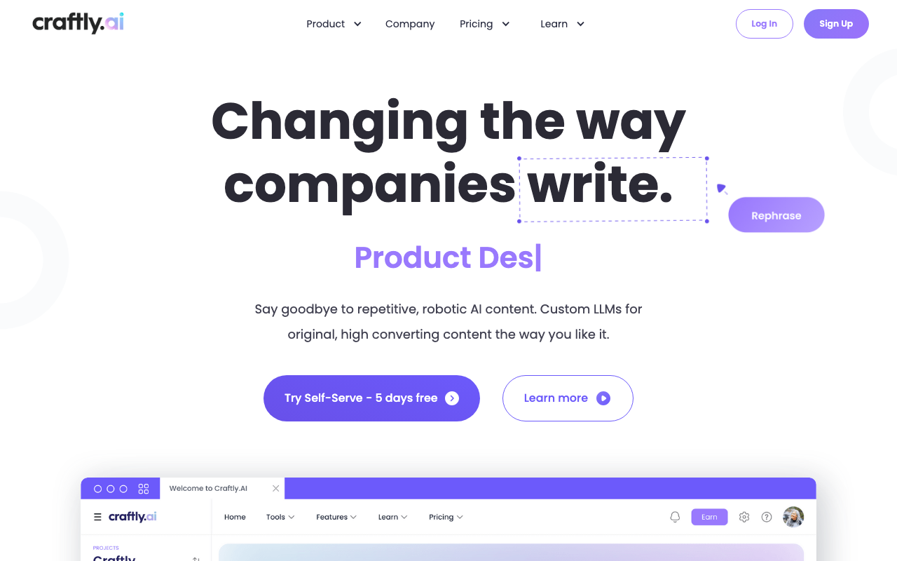 Craftly.ai product screenshot