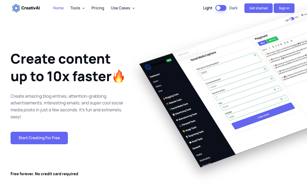 CreativAI product screenshot