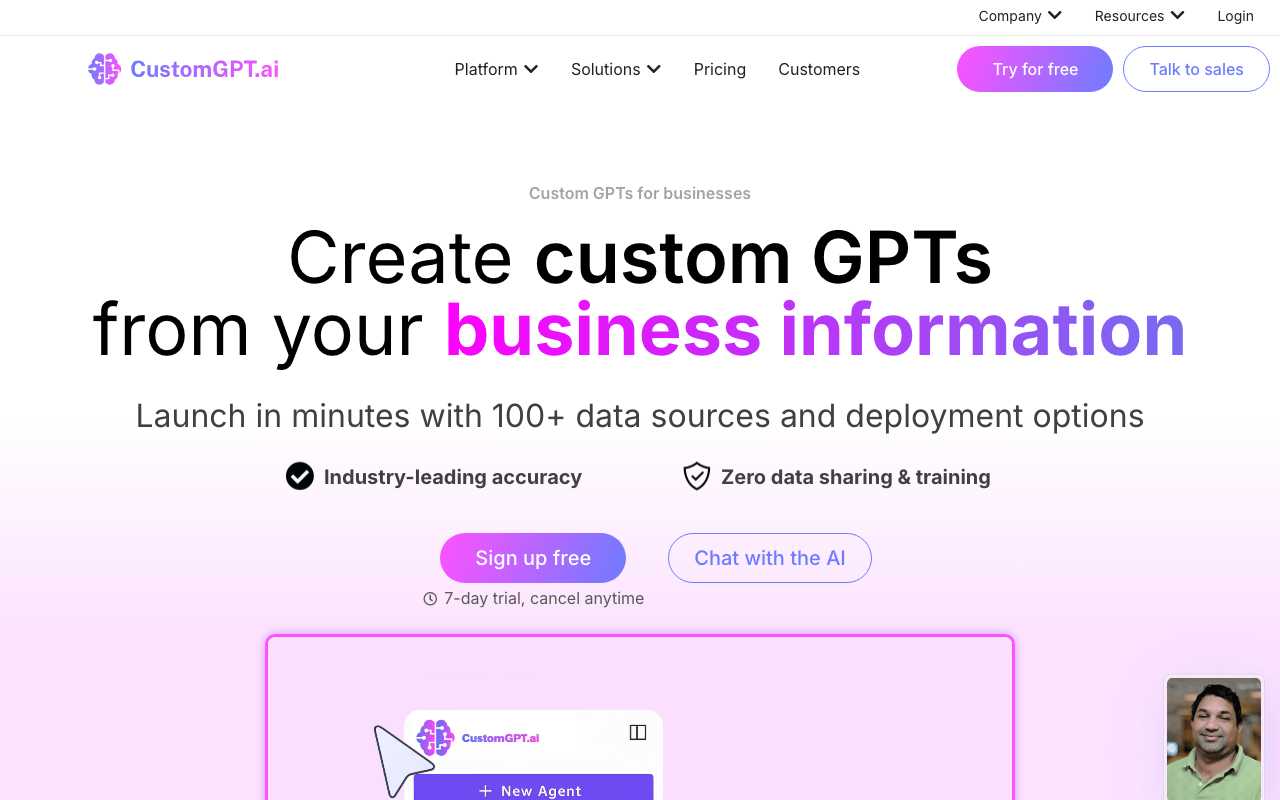 CustomGPT product screenshot
