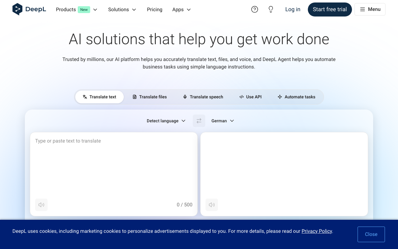 Deepl.com product screenshot