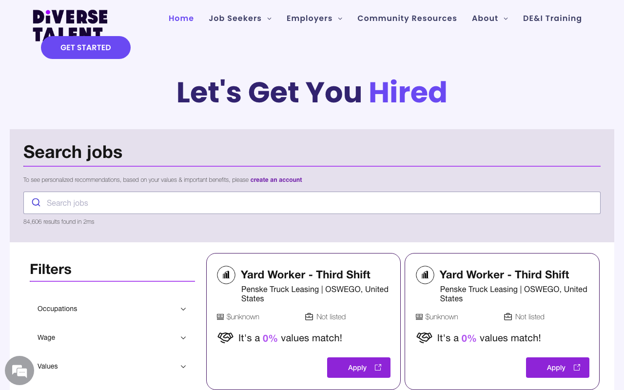Diverse Talent product screenshot