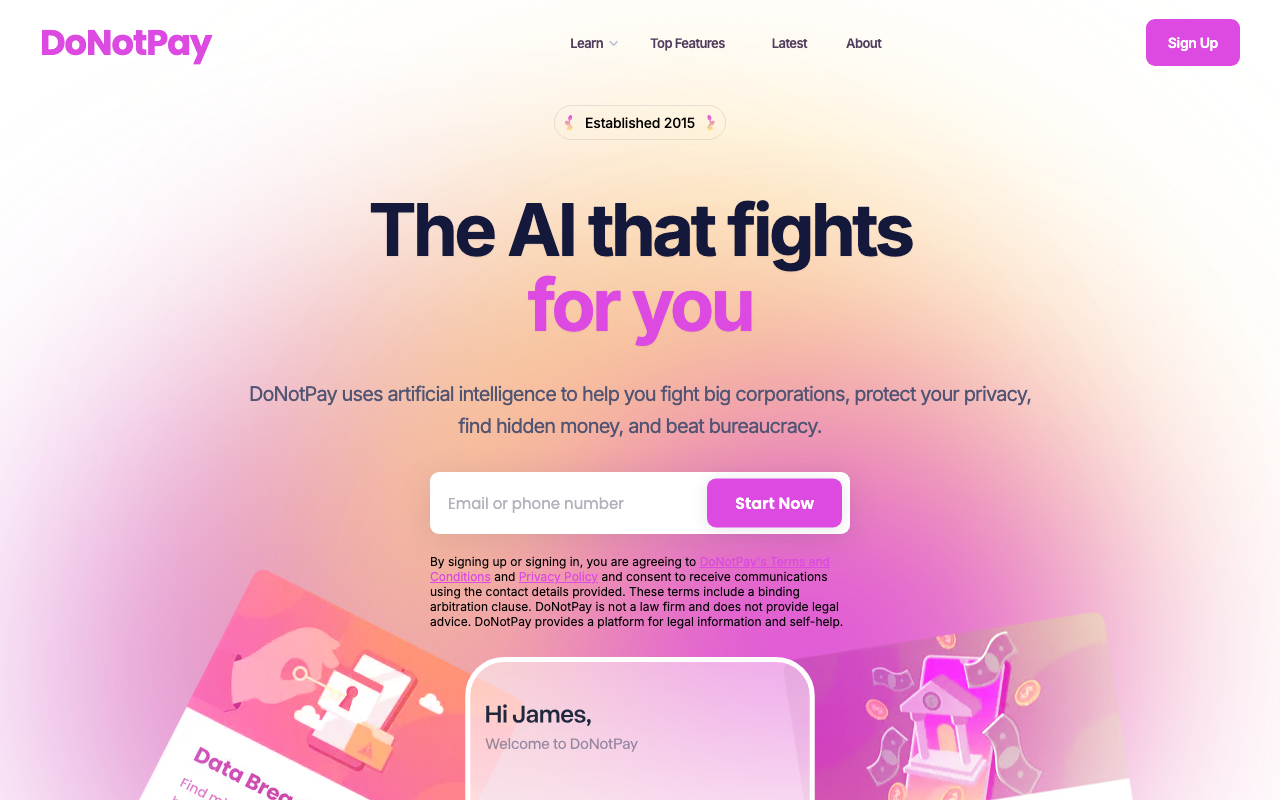 DoNotPay product screenshot