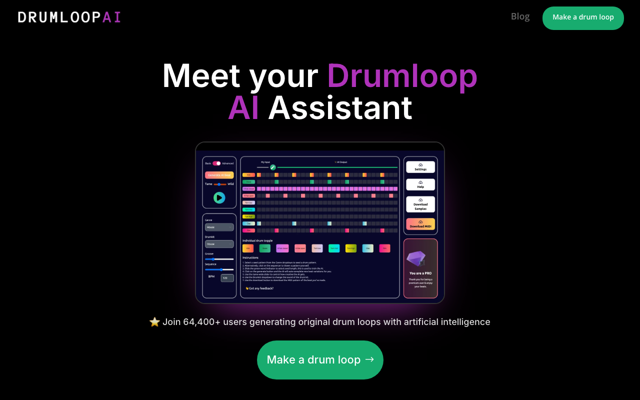 Drumloop AI product screenshot