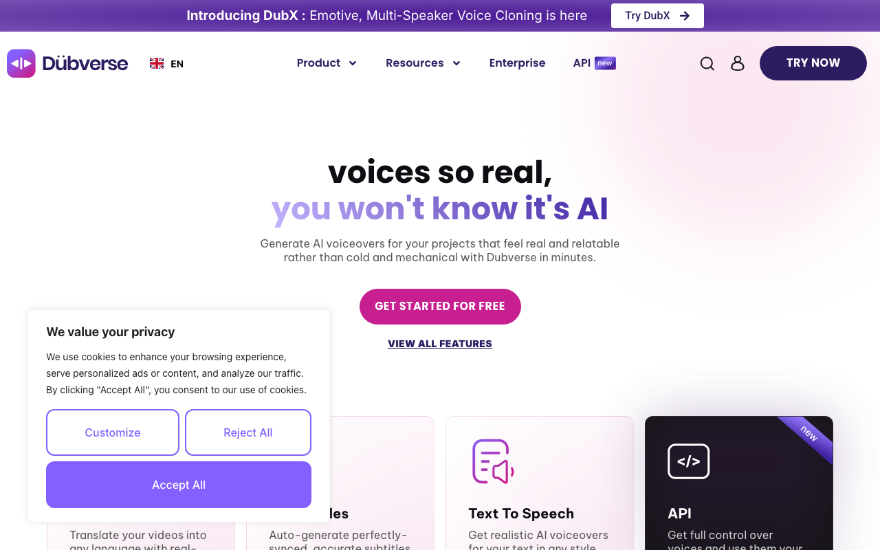 Dubverse.ai product screenshot