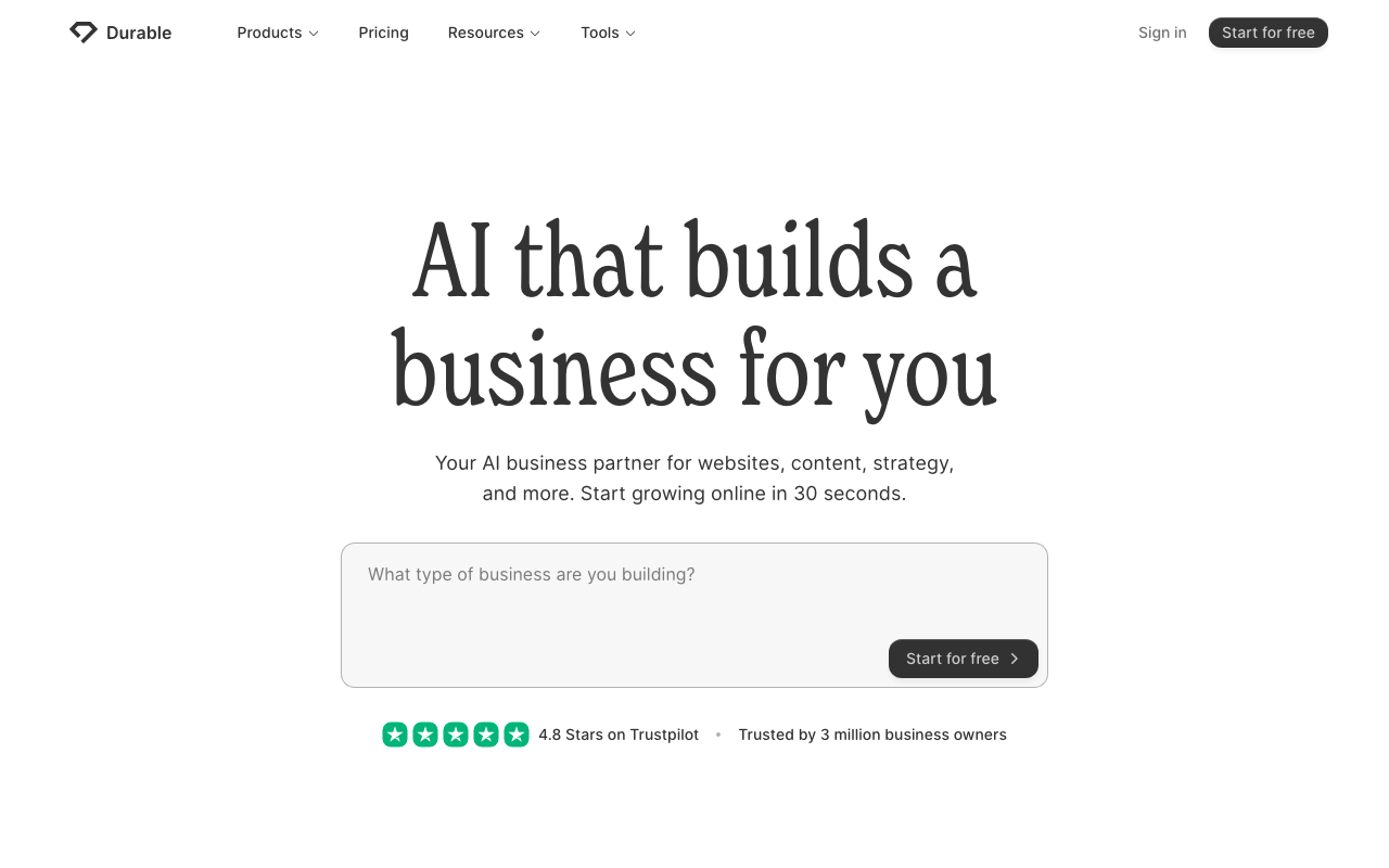 Durable product screenshot