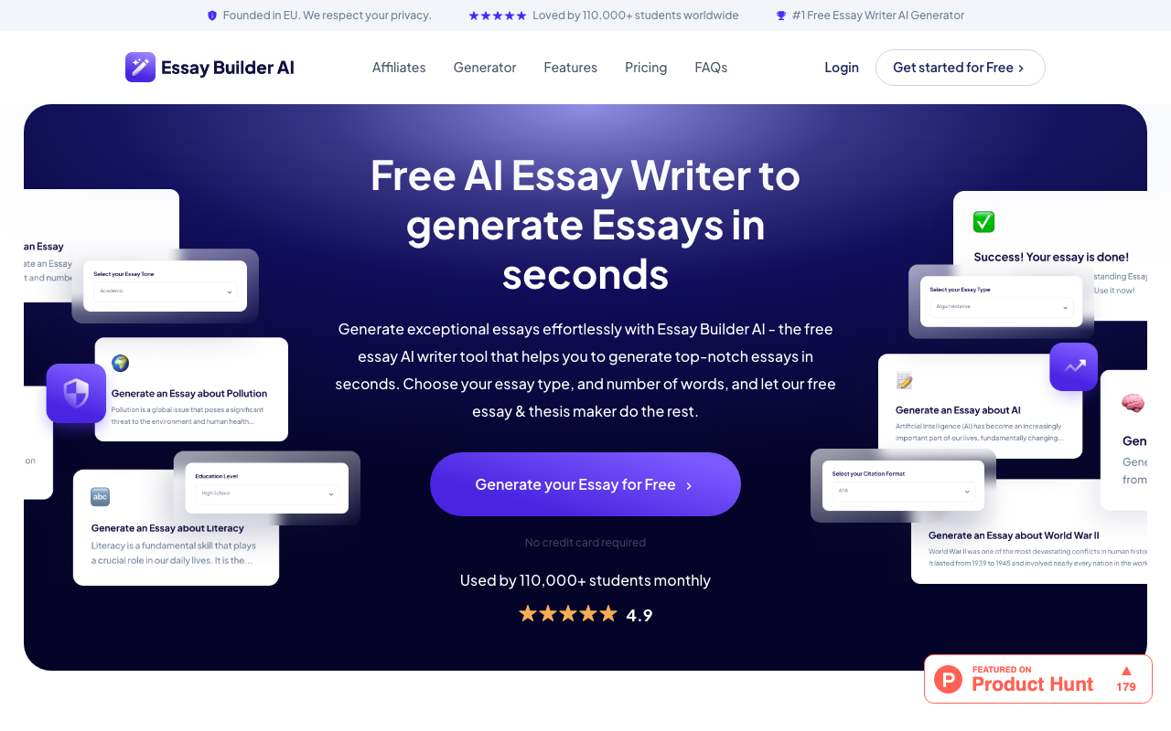 Essay-Builder.AI product screenshot