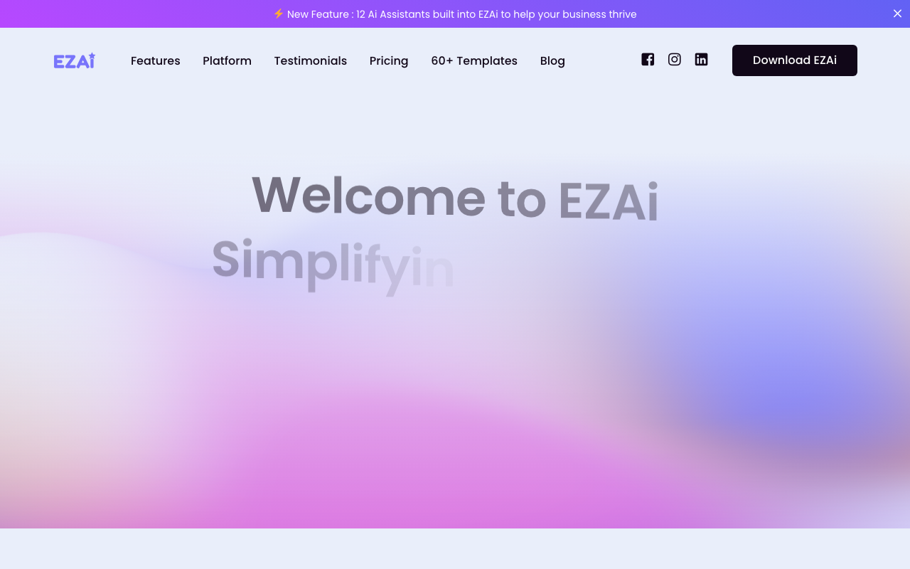 EZAi product screenshot