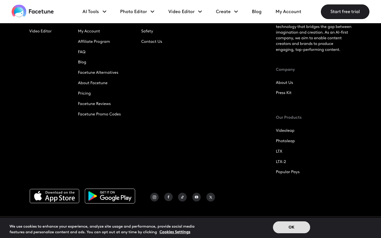 FaceTune App product screenshot