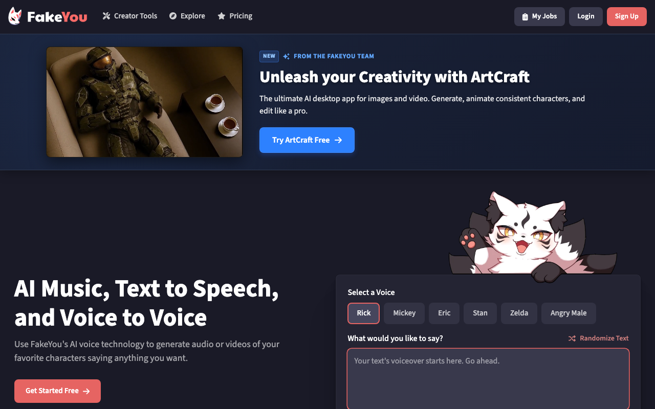 Fakeyou.com product screenshot
