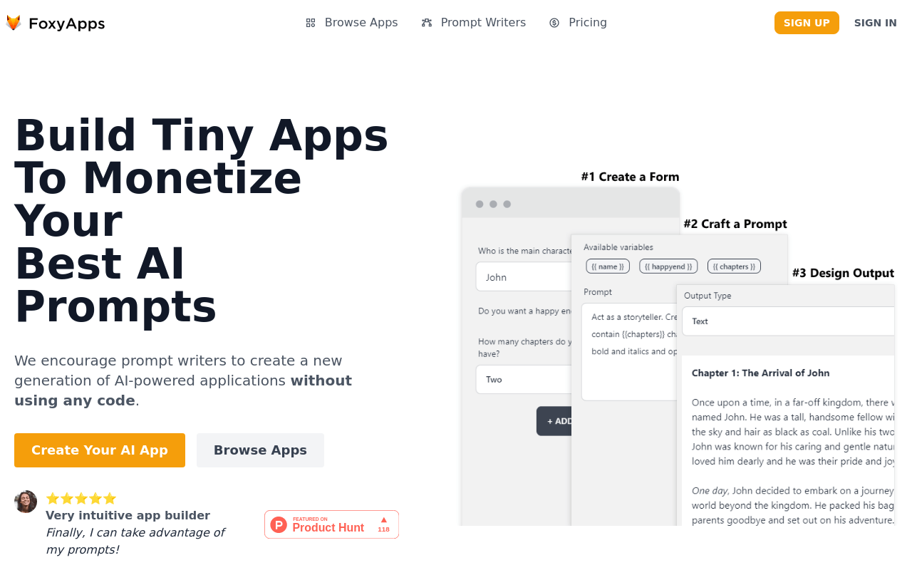 Foxyapps.ai product screenshot