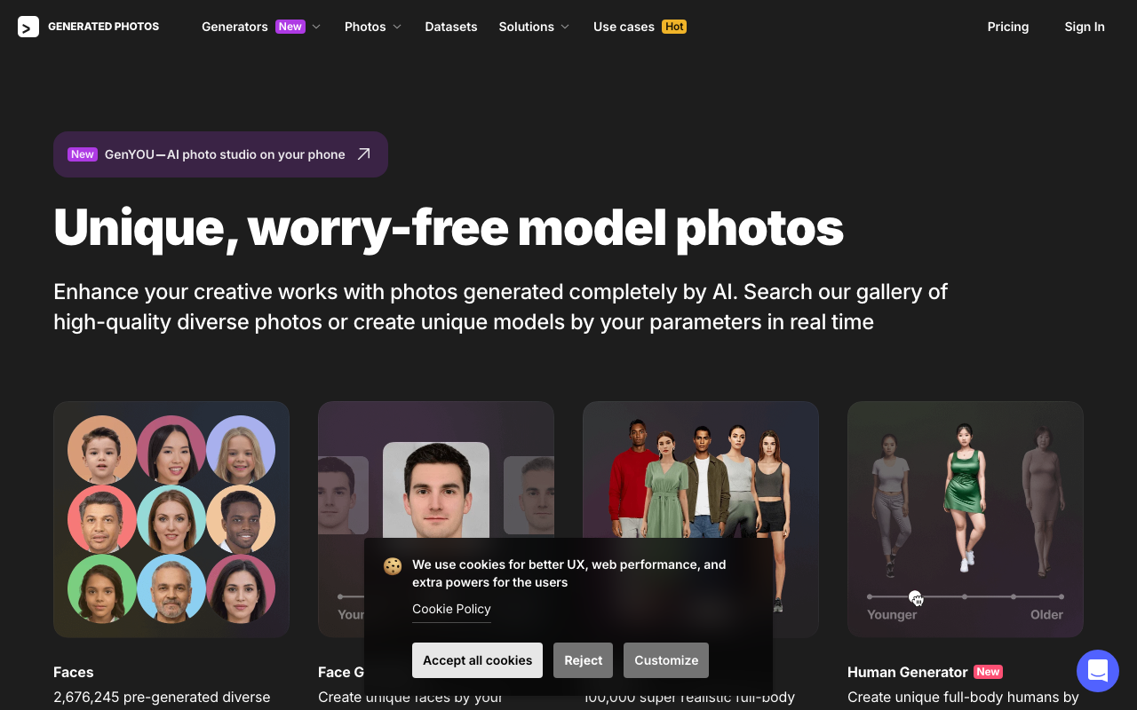 Generated.photos product screenshot