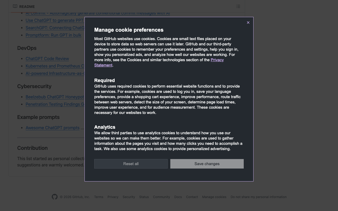 GitHub – humanloop/awesome-chatgpt: Curated list of awesome tools, demos, 
docs for ChatGPT and GPT-3 product screenshot
