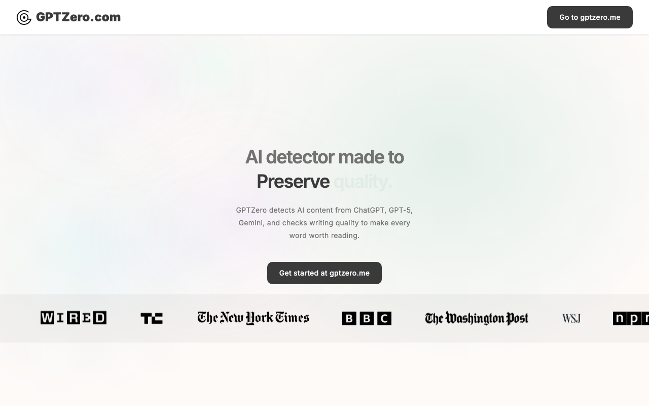 GPTZero product screenshot