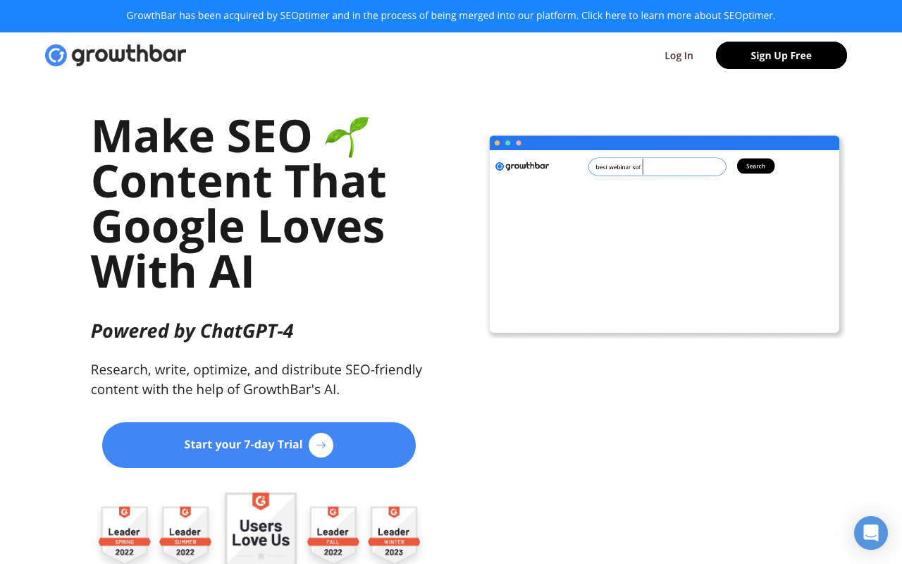 Growthbar product screenshot