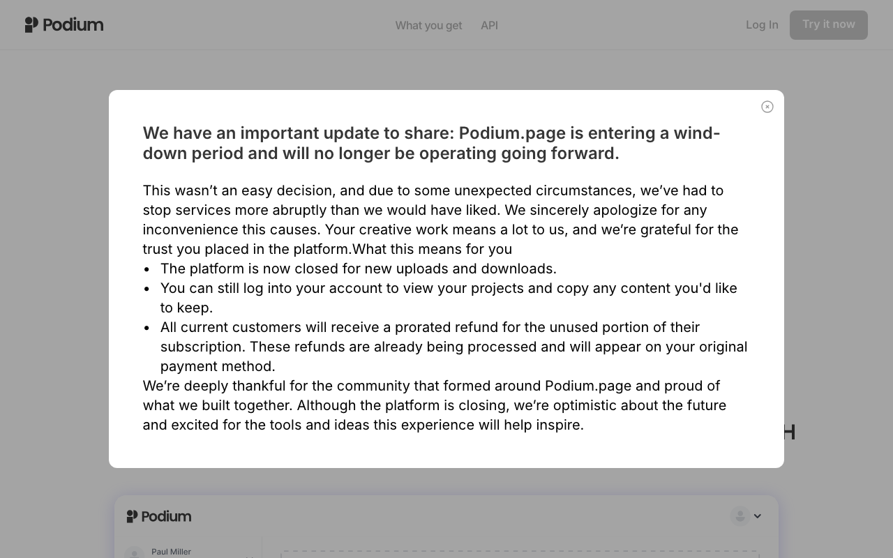 Hello.podium.page product screenshot