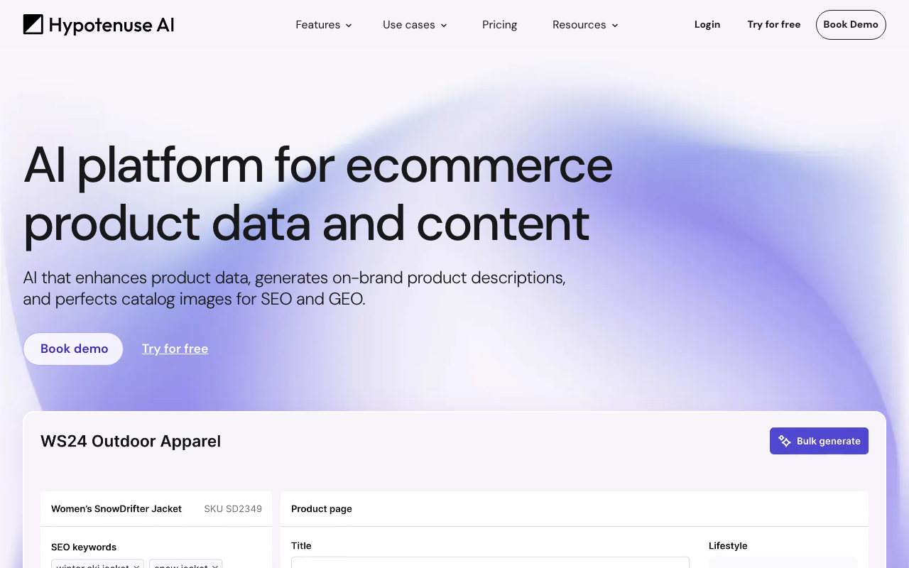 Hypotenuse AI product screenshot