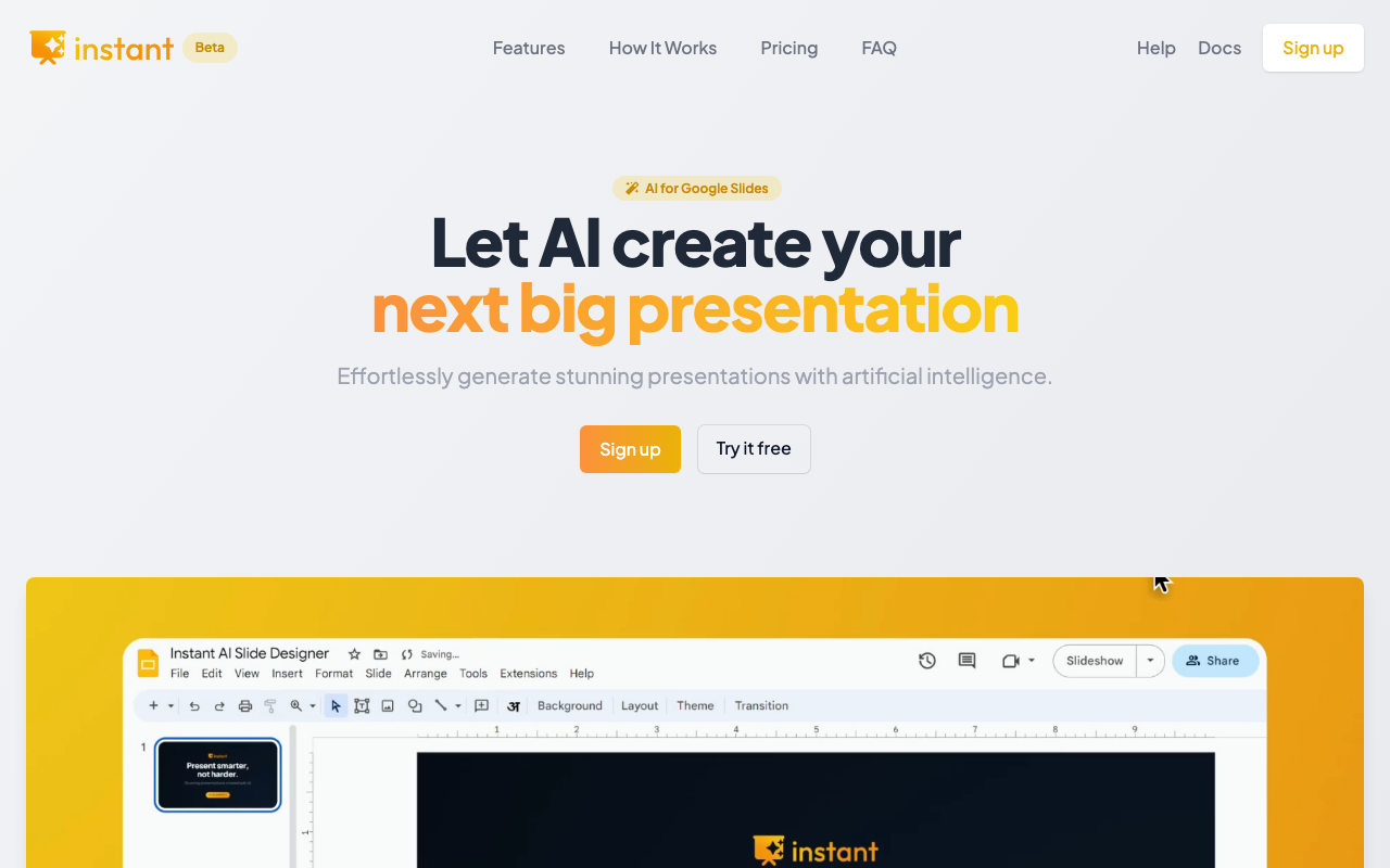 Instant AI for Google Slides product screenshot