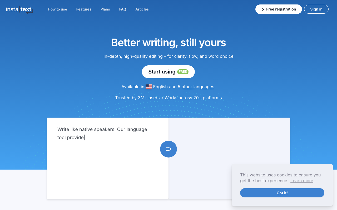 InstaText product screenshot
