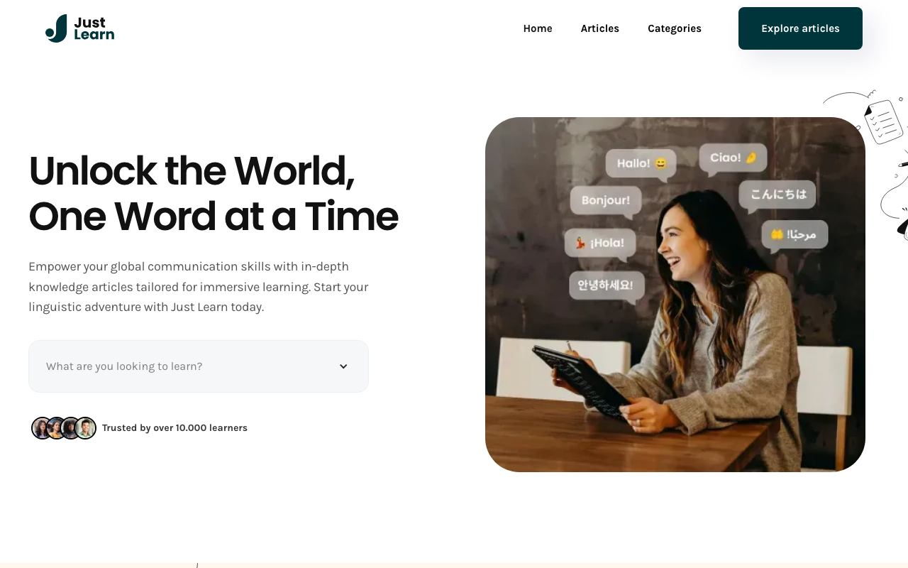 justlearn product screenshot