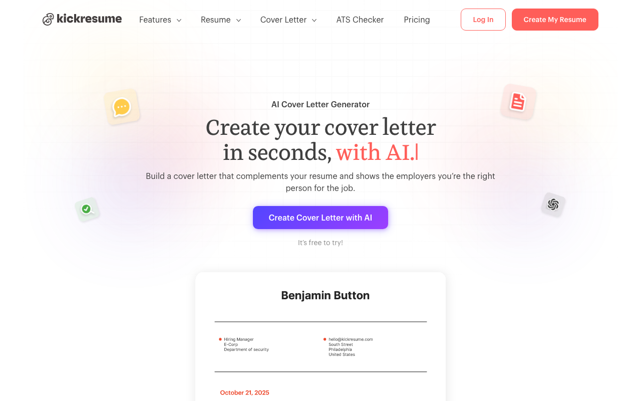 Kickresume.com product screenshot