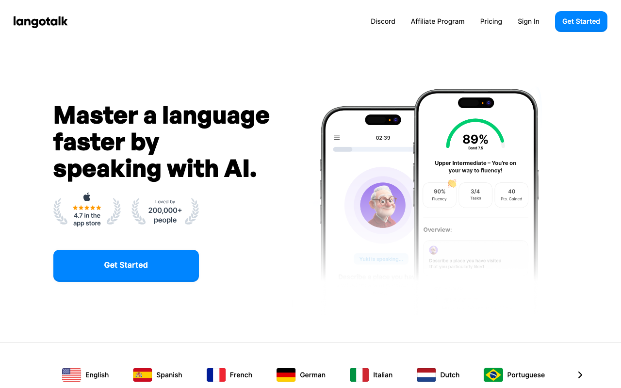 Langotalk product screenshot