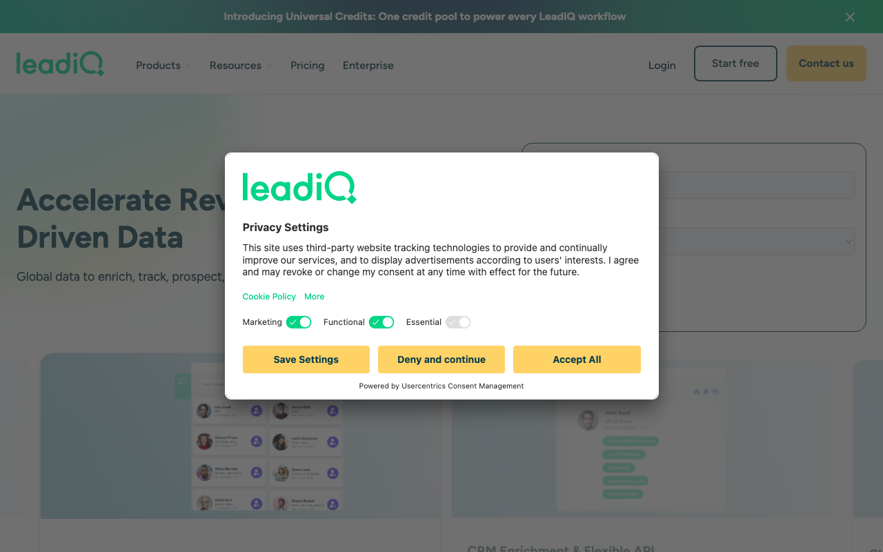 LeadIQ product screenshot