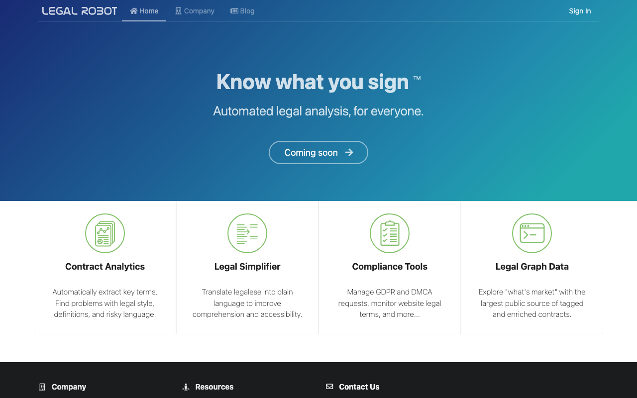 Legal Robot product screenshot