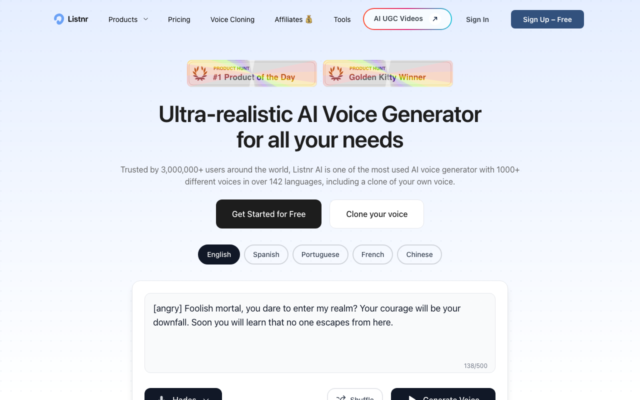 Listnr product screenshot