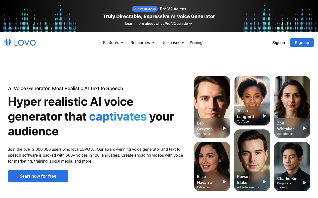 LOVO AI product screenshot