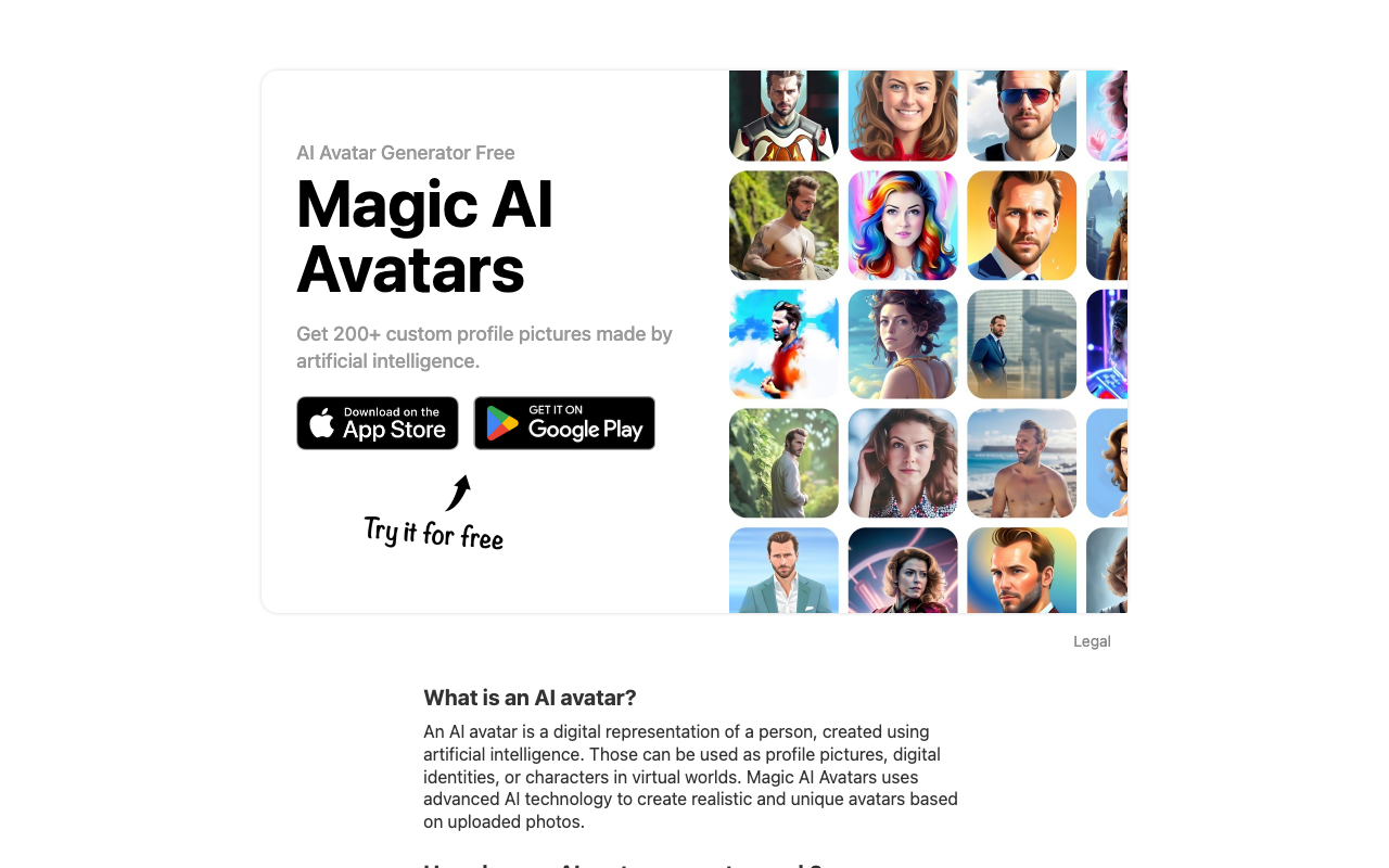 Magicaiavatars.com product screenshot