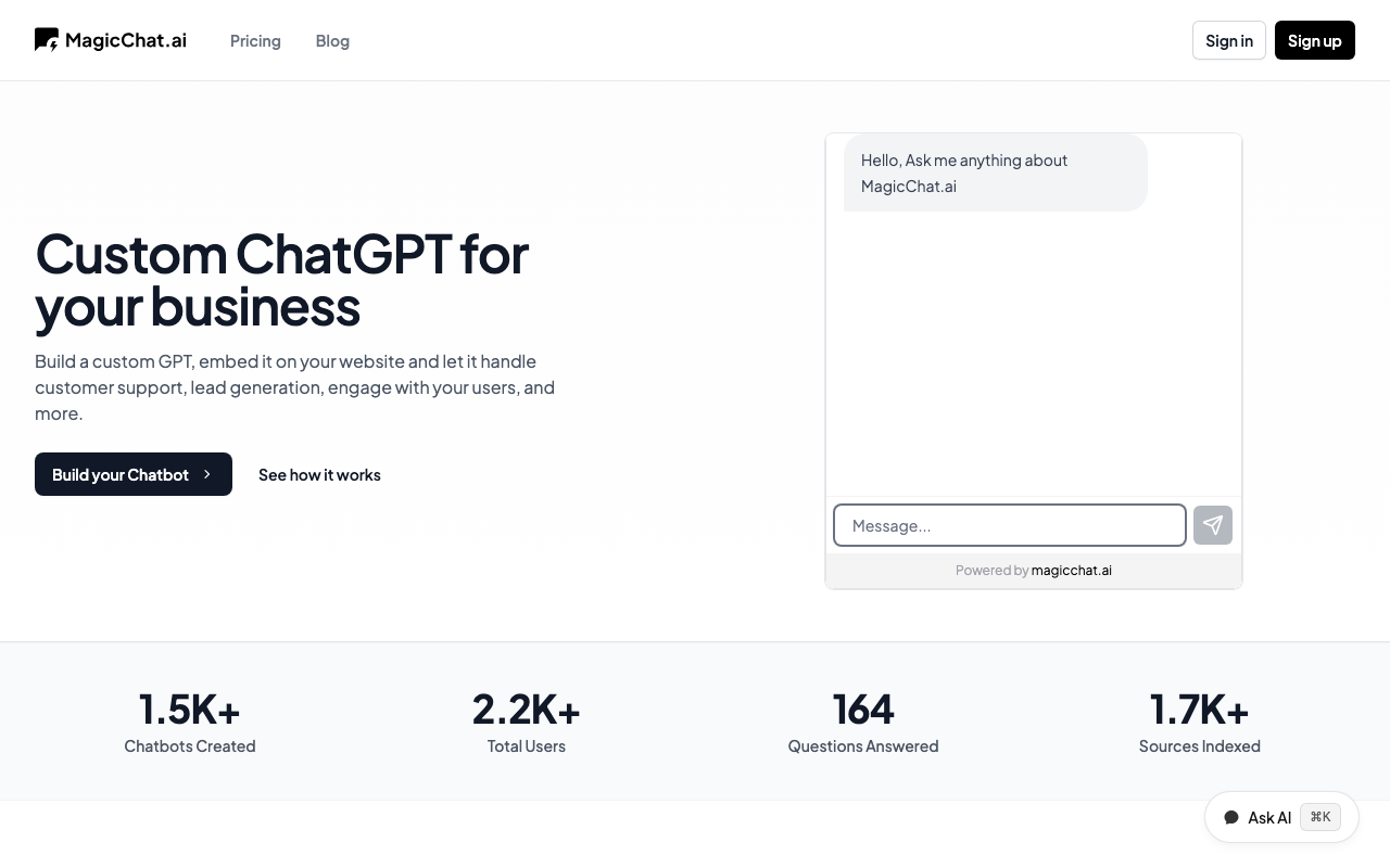 MagicChat.ai product screenshot