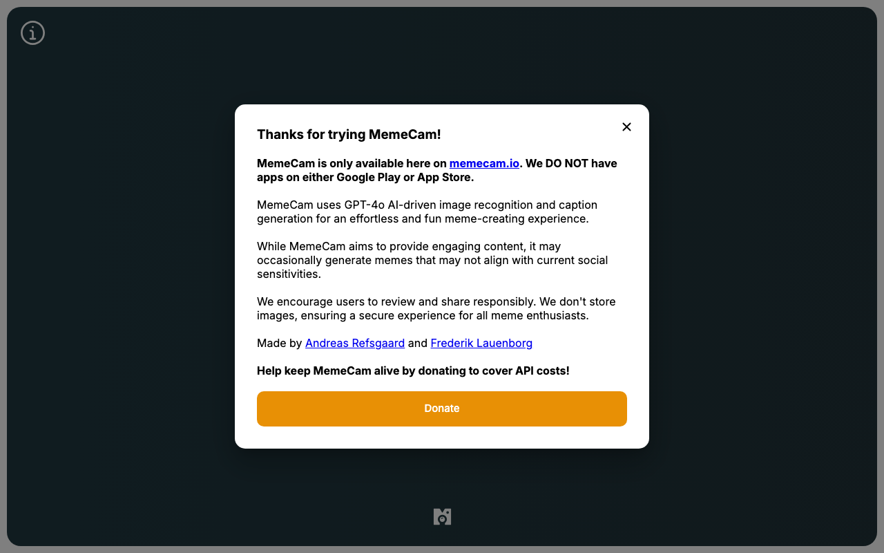 MemeCam product screenshot
