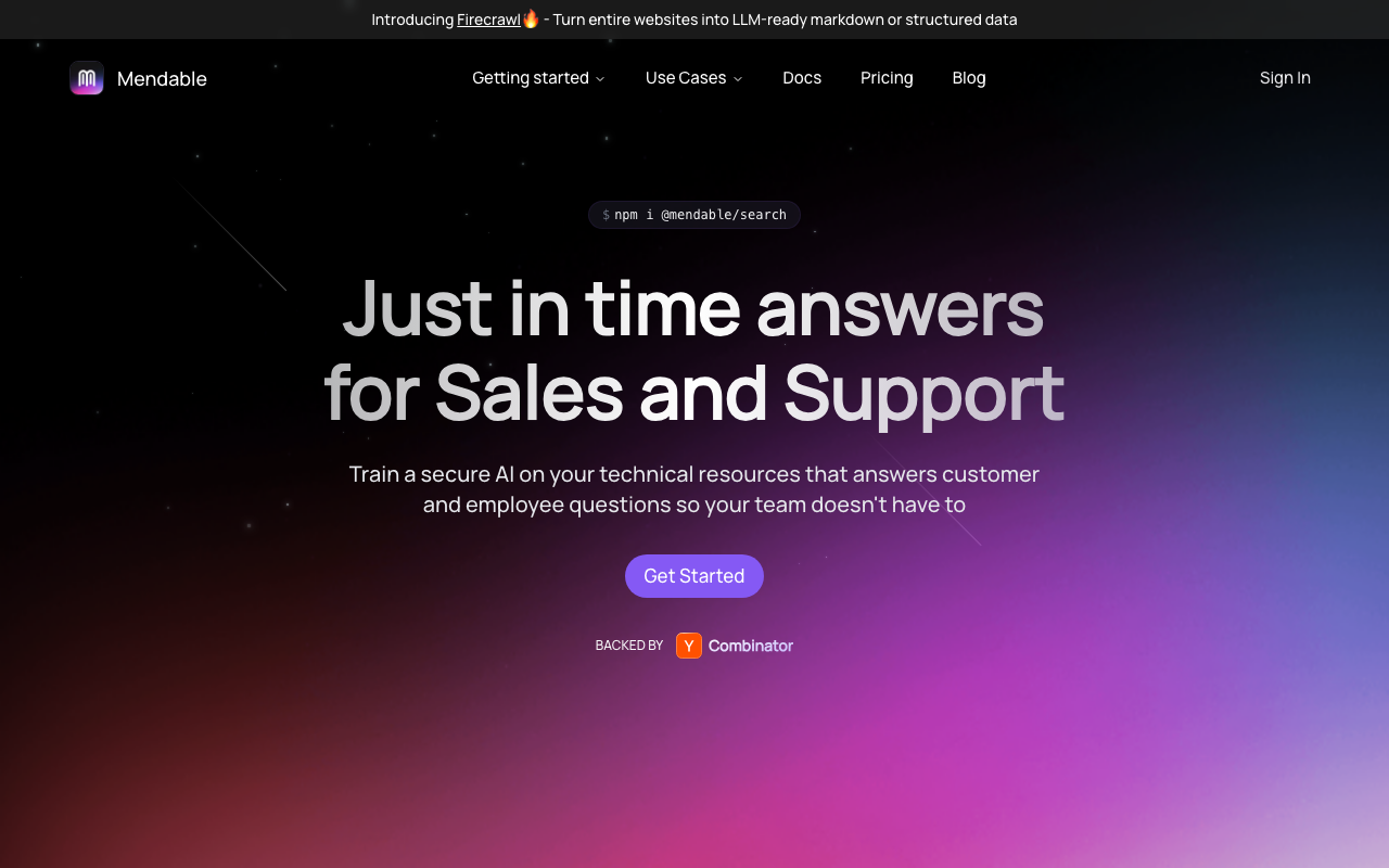 Mendable product screenshot