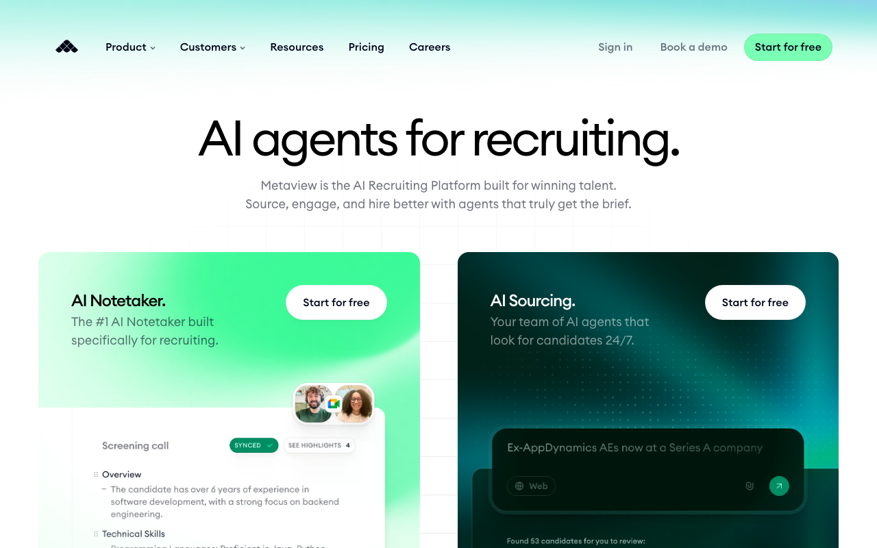 Metaview.ai product screenshot