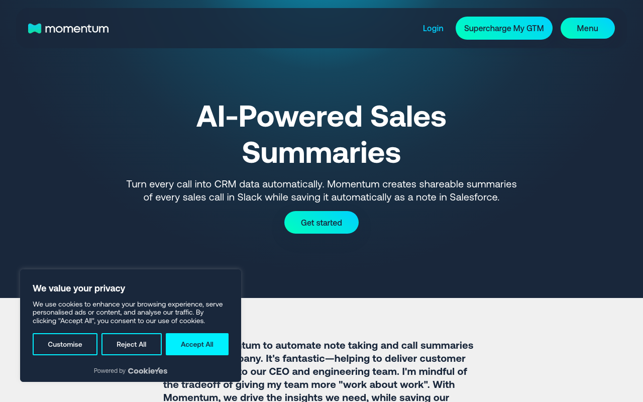 Momentum.io product screenshot