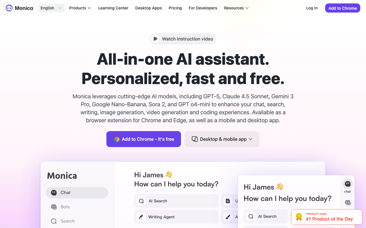 Monica product screenshot